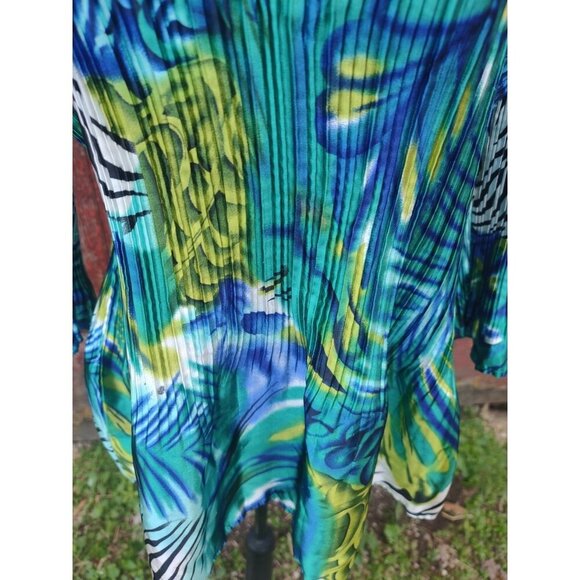 Mini Pleats Top Womens Size Large Pleated Satin Blouse - Picture 3 of 4